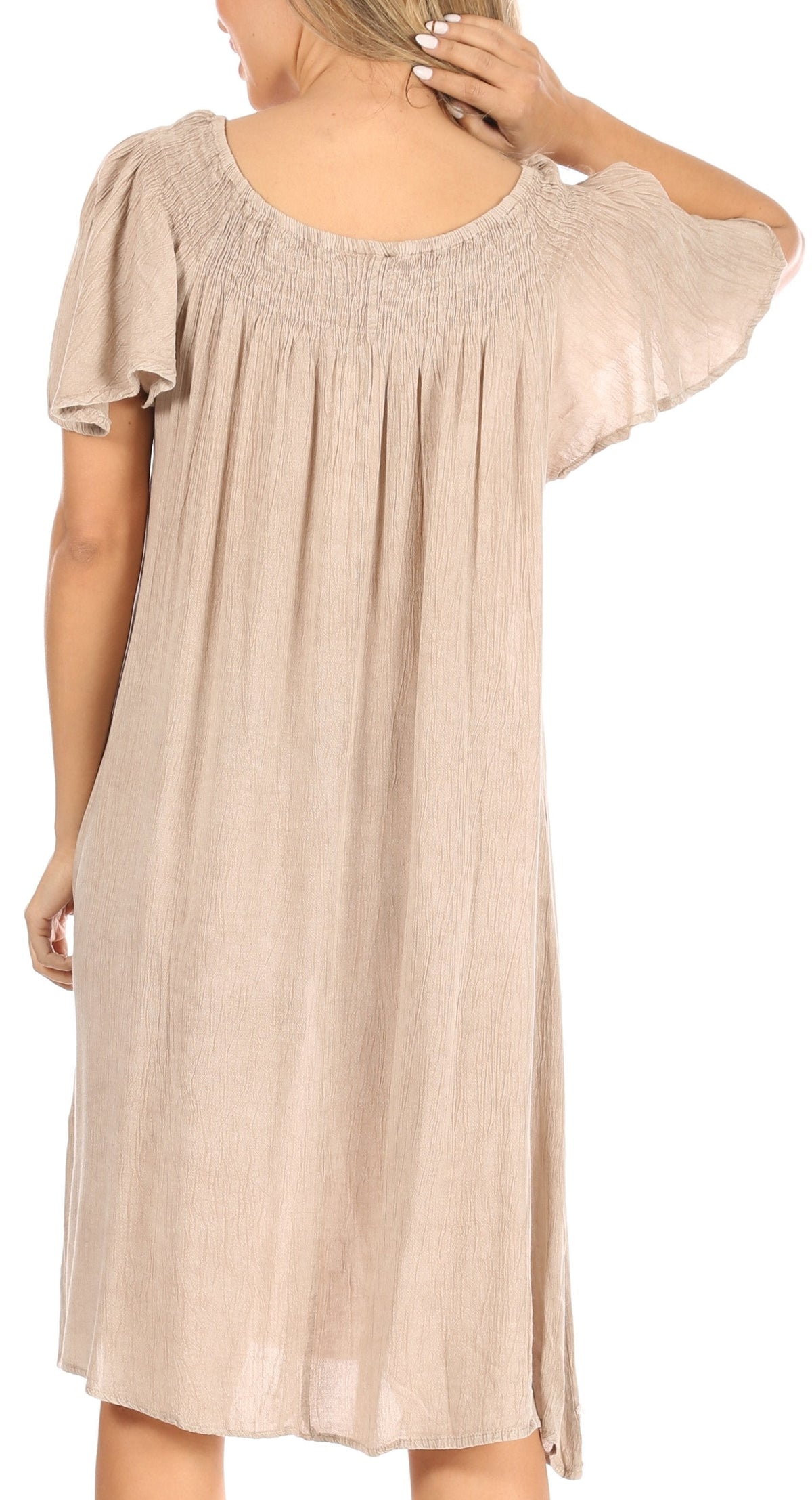 Sakkas Desma Women Casual Loose Summer off Shoulder Midi Boho Dress Cover-up