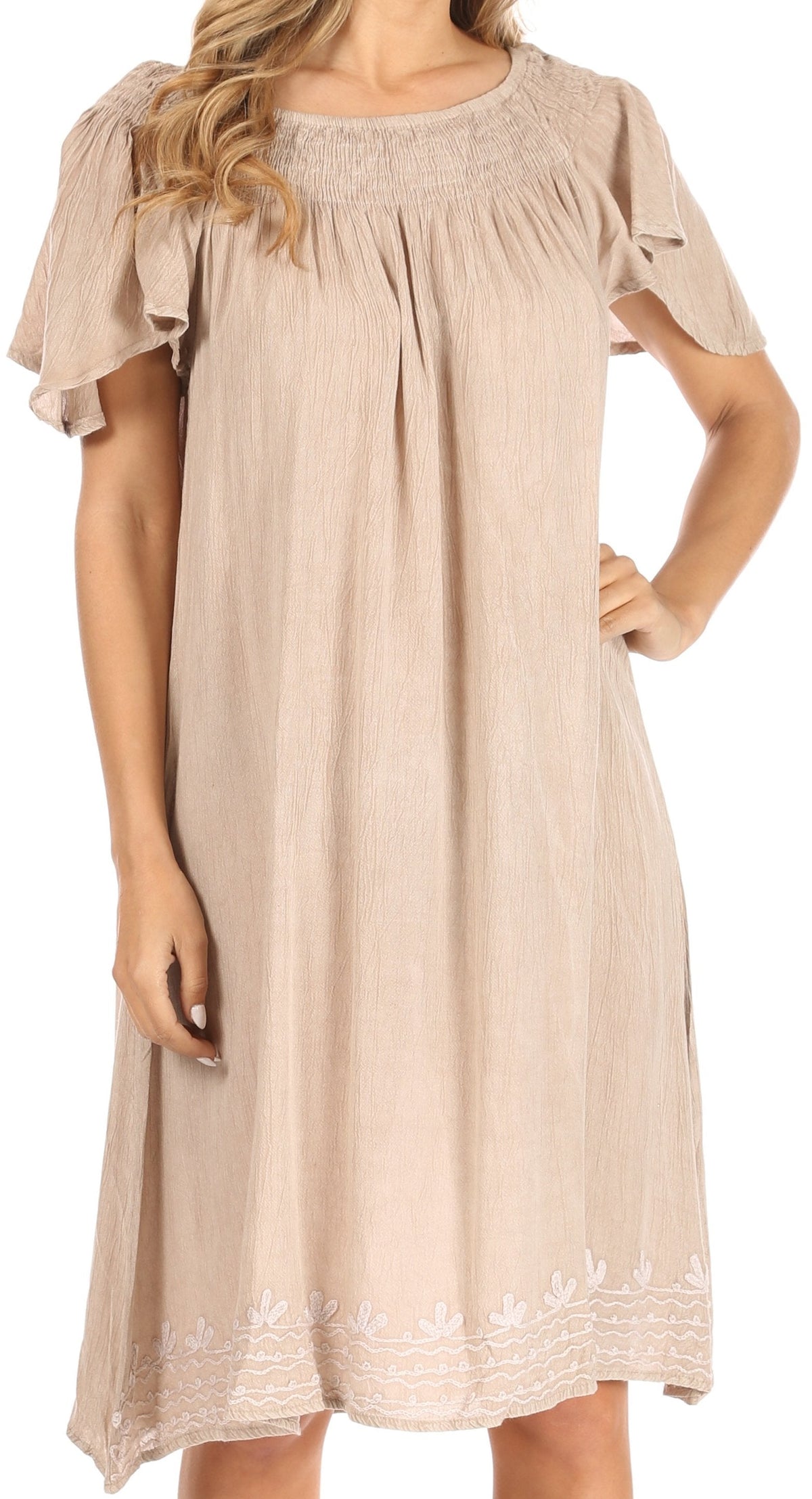 Sakkas Desma Women Casual Loose Summer off Shoulder Midi Boho Dress Cover-up