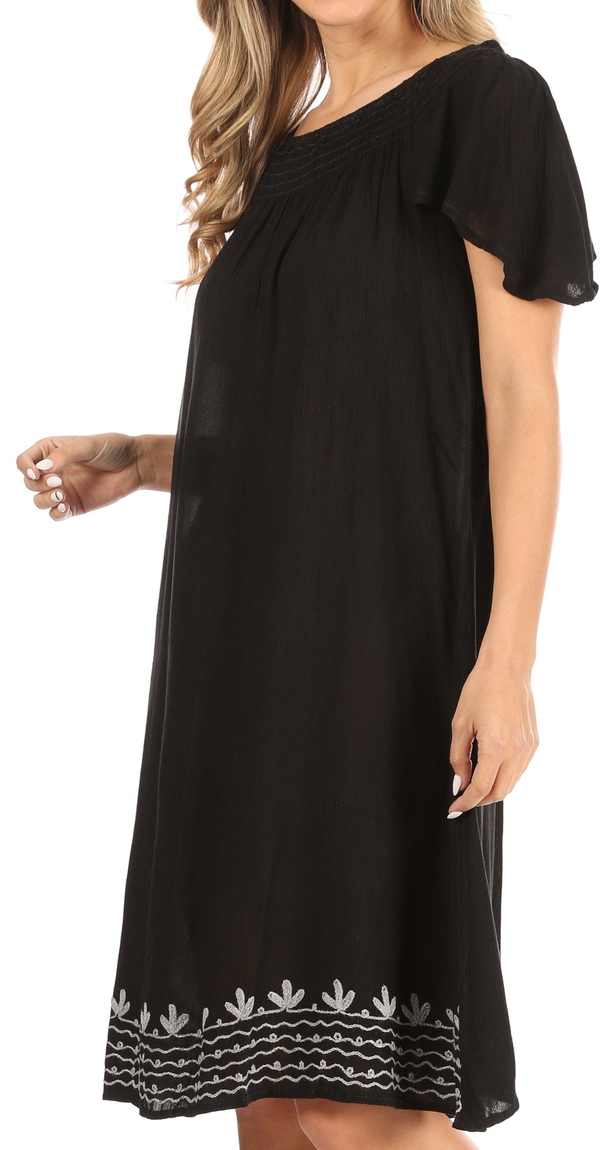 Sakkas Desma Women Casual Loose Summer off Shoulder Midi Boho Dress Cover-up