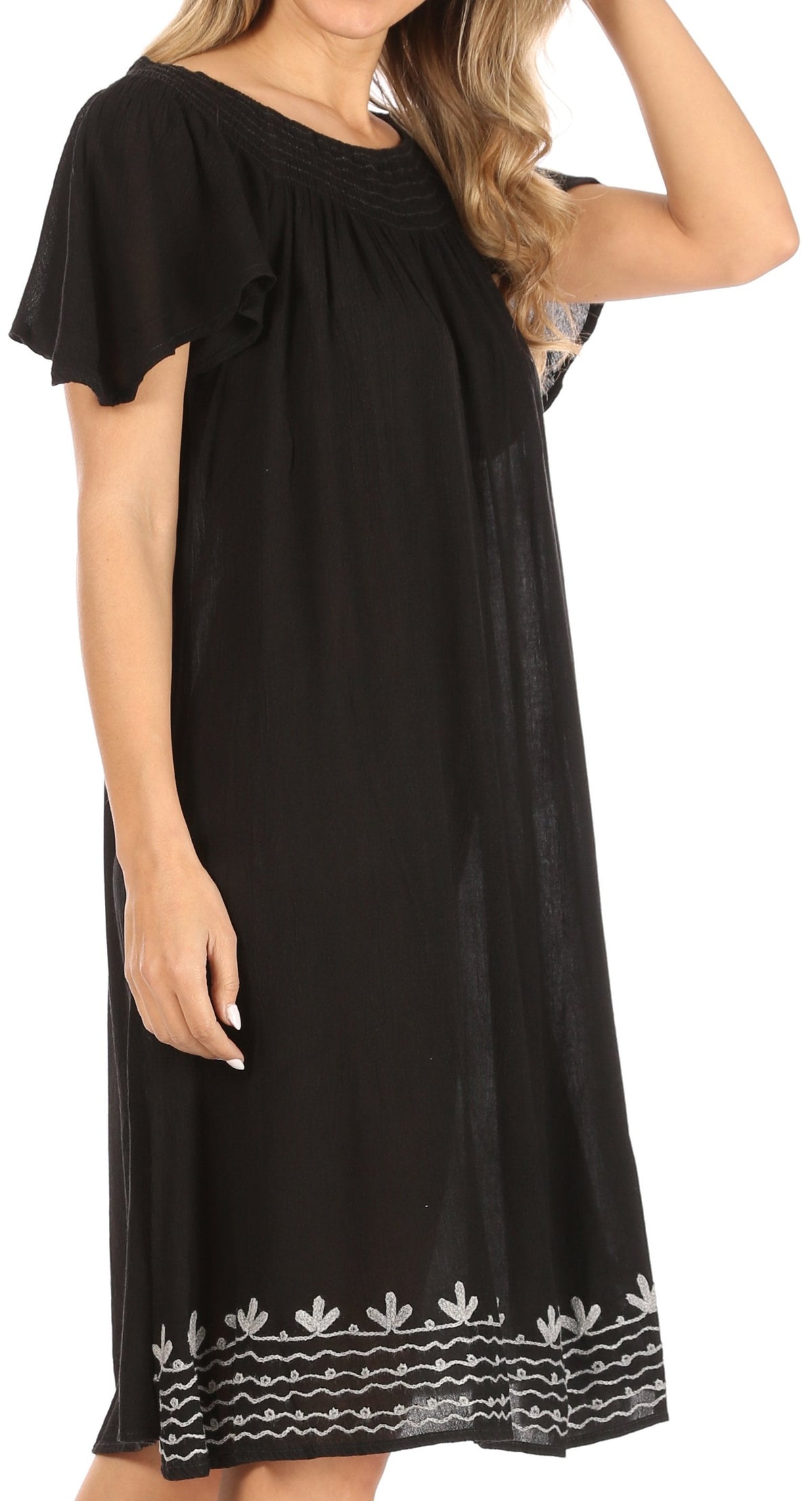 Sakkas Desma Women Casual Loose Summer off Shoulder Midi Boho Dress Cover-up
