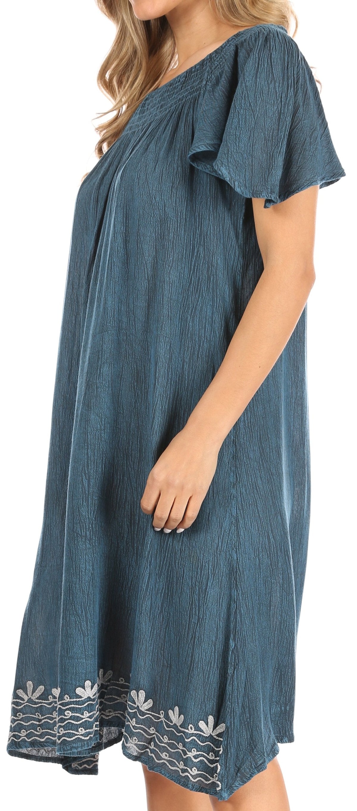 Sakkas Desma Women Casual Loose Summer off Shoulder Midi Boho Dress Cover-up