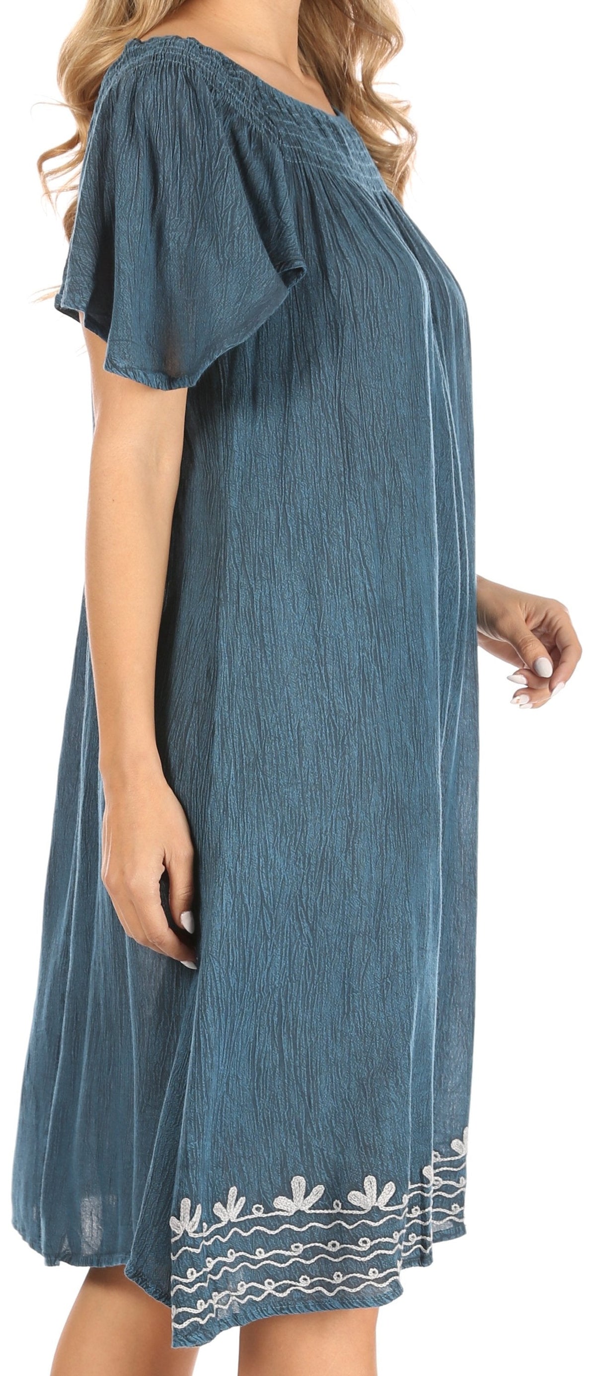 Sakkas Desma Women Casual Loose Summer off Shoulder Midi Boho Dress Cover-up