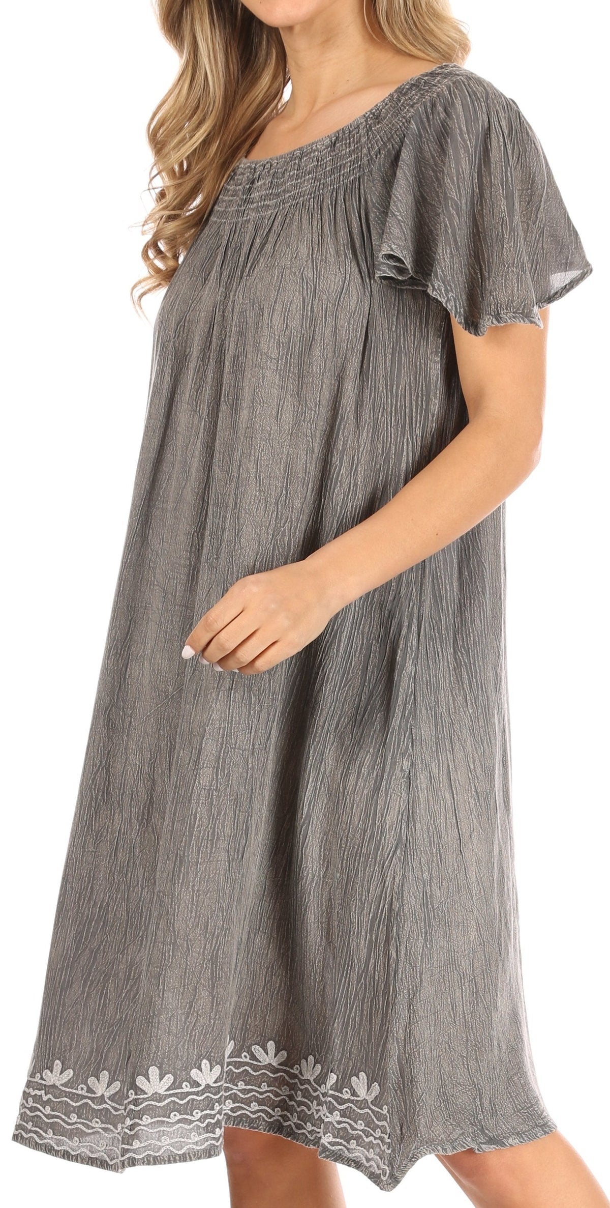 Sakkas Desma Women Casual Loose Summer off Shoulder Midi Boho Dress Cover-up