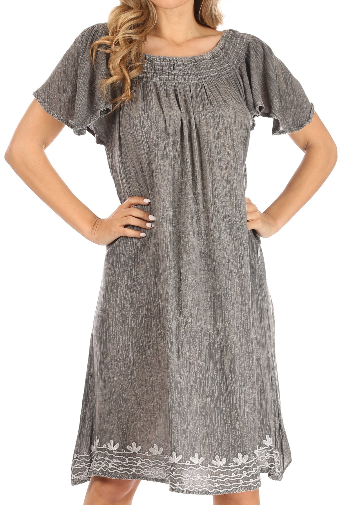 Sakkas Desma Women Casual Loose Summer off Shoulder Midi Boho Dress Cover-up