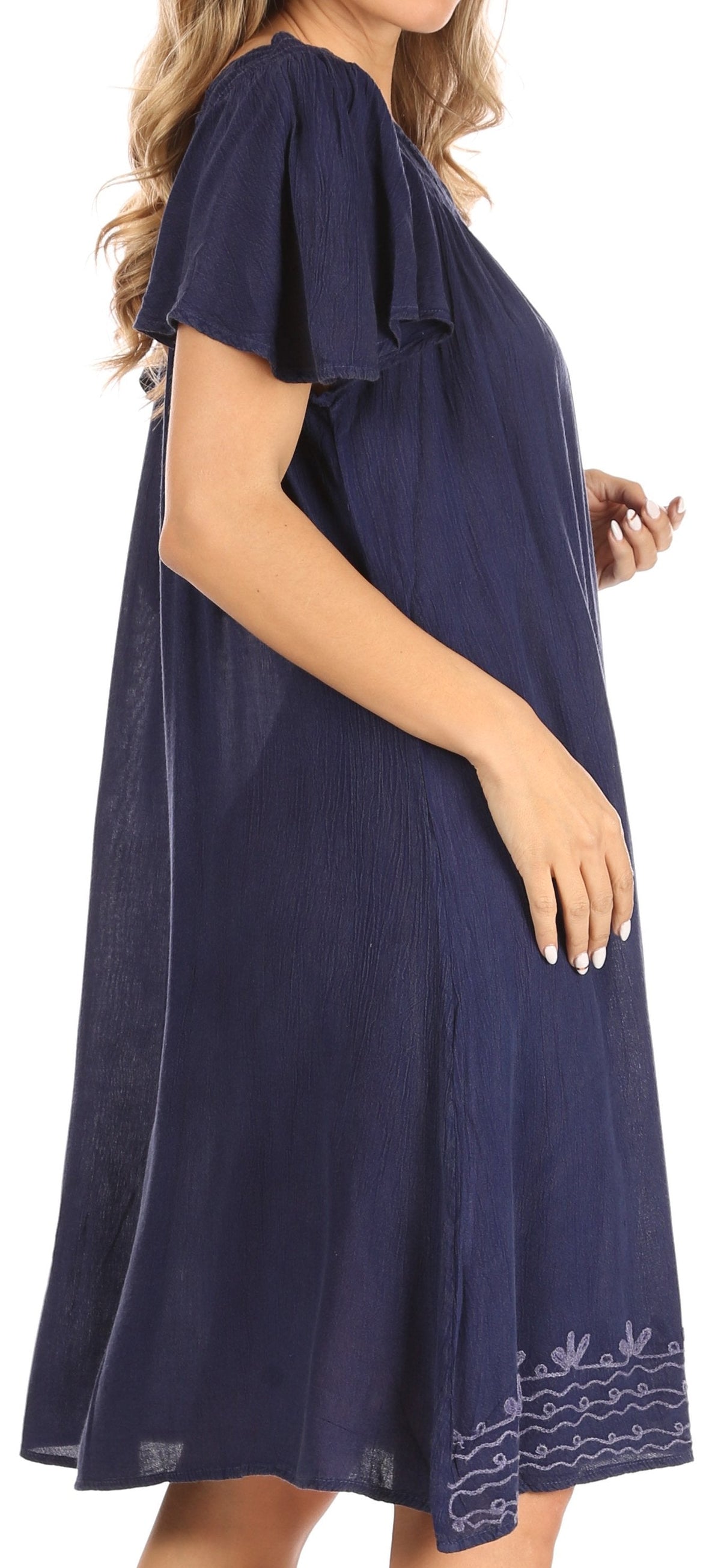 Sakkas Desma Women Casual Loose Summer off Shoulder Midi Boho Dress Cover-up