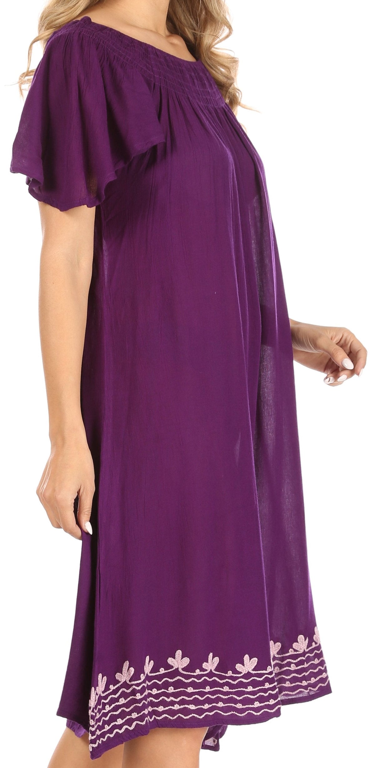 Sakkas Desma Women Casual Loose Summer off Shoulder Midi Boho Dress Cover-up