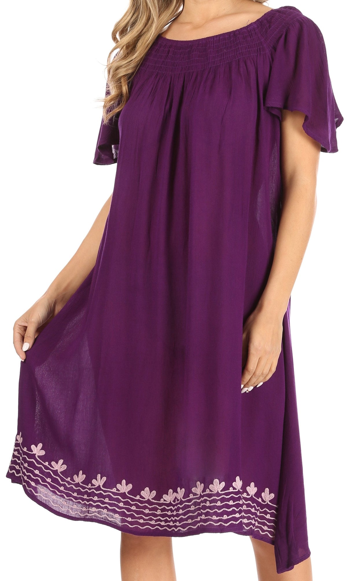 Sakkas Desma Women Casual Loose Summer off Shoulder Midi Boho Dress Cover-up