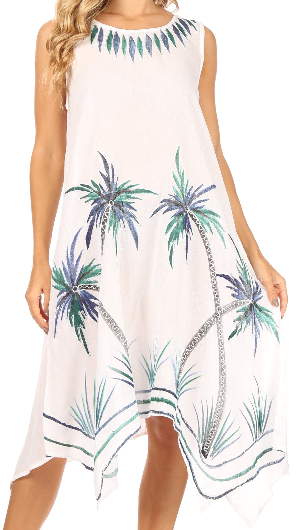 Sakkas Tinna Women's Casual Sleeveless Tank Flare Midi Boho Print Dress Cover-up