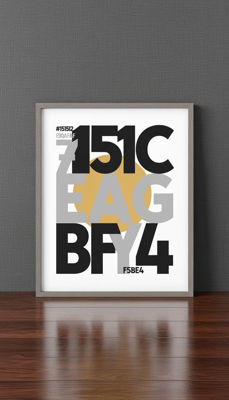 Modern typography framed poster in a new setting