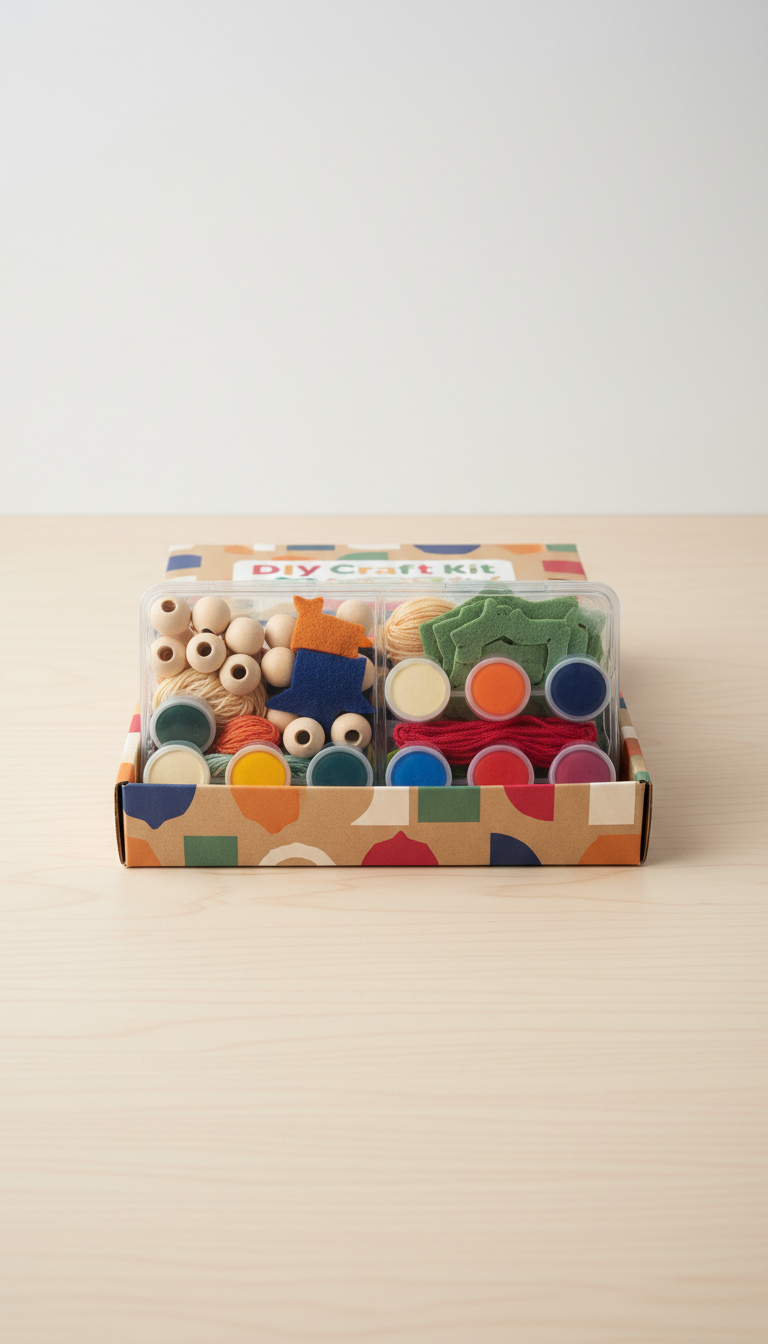 DIY Craft Kit, use a 3/4 camera angle to capture the full essence of the toys and games. Arrange products neatly on a...