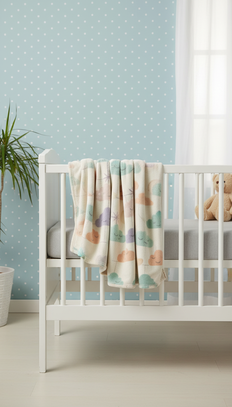 Patterned Nursery Blanket in a new setting