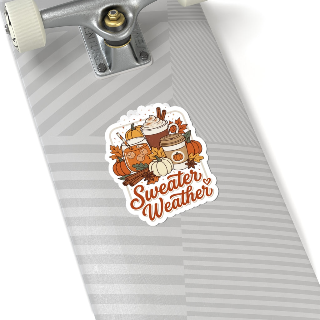 Sweater Weather Herbst Gemütliche Jahreszeit Sticker | Kiss-Cut Kürbis-Latte-Sticker