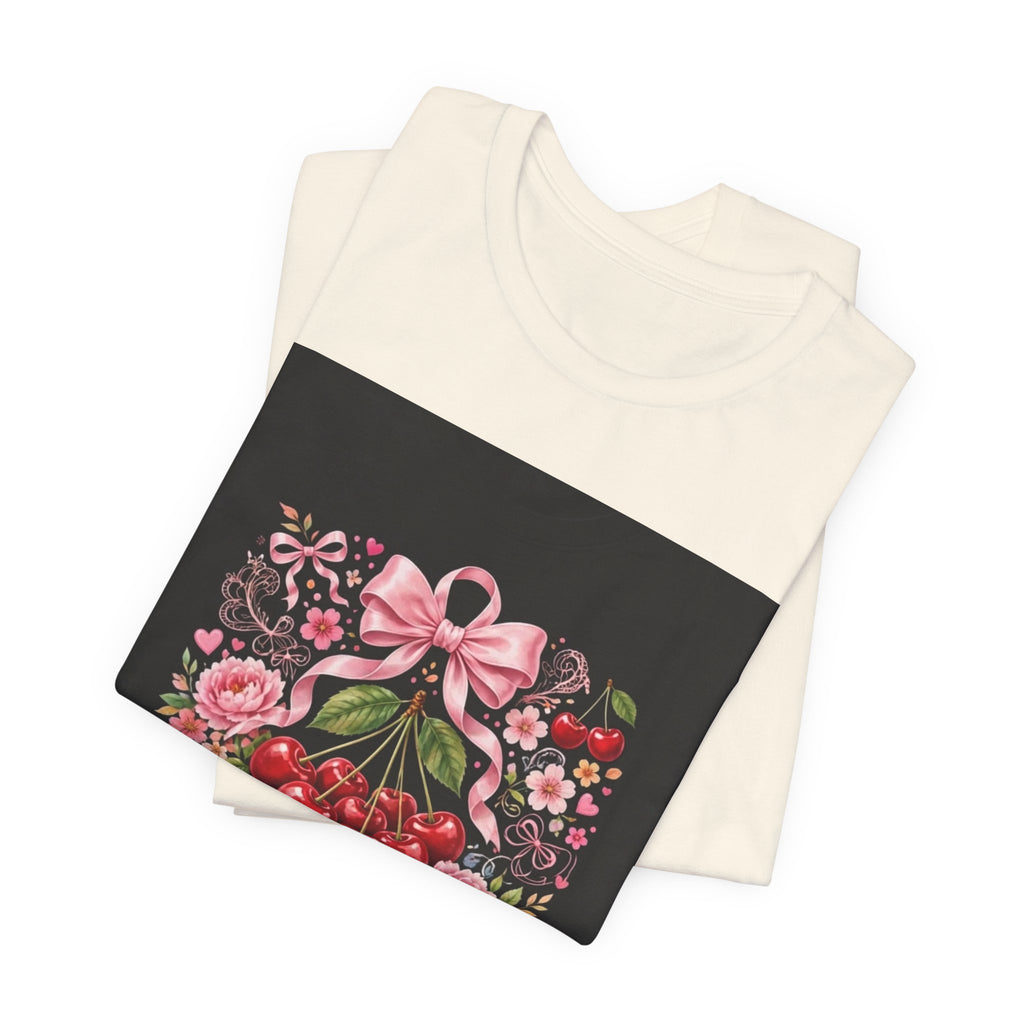 Cherry Coquette Tee — Vintage Floral Cherry Graphic Shirt