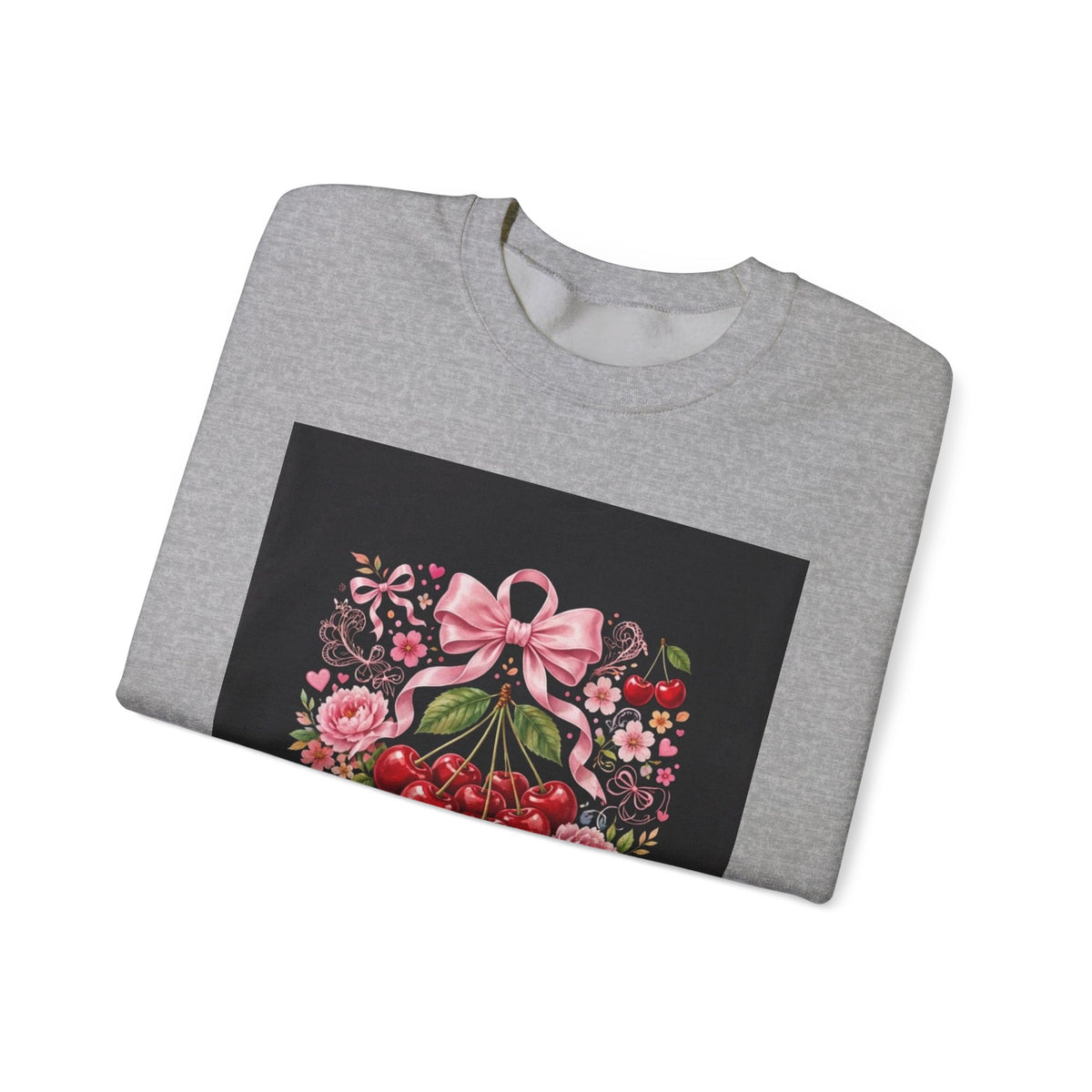 Cherry Coquette Sweatshirt — Floral Cherries Graphic Crewneck