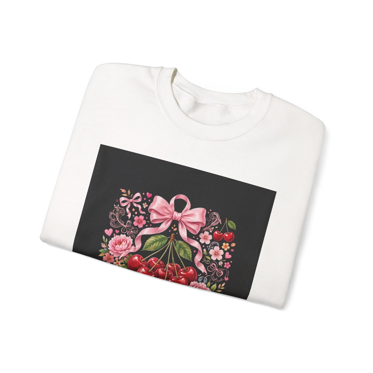 Crewneck Sweatshirt — 'Cherry Coquette' Floral Cherry Graphic