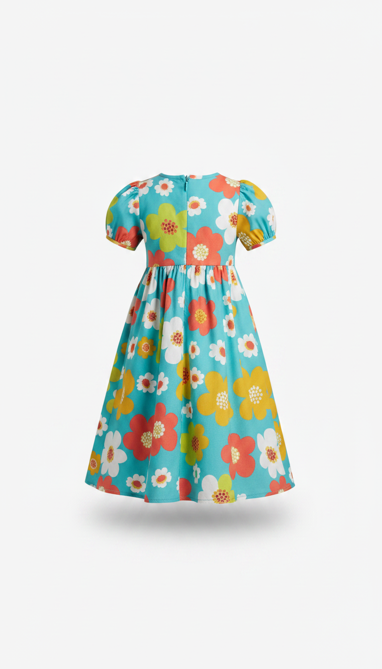 Alternate angle view of Aqua Breeze Floral Print Frock