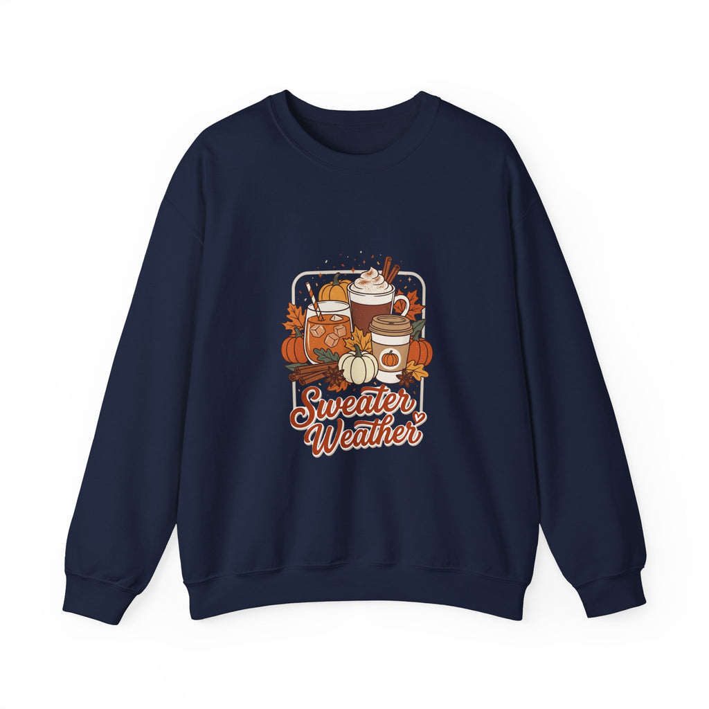 Sweater Weather Fall Cozy Crewneck Sweatshirt | Pumpkin Spice Autumn Vibes