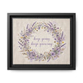 Framed Lavender Wreath Canvas — "Keep Going Keep Growing" Inspirational Wall Art