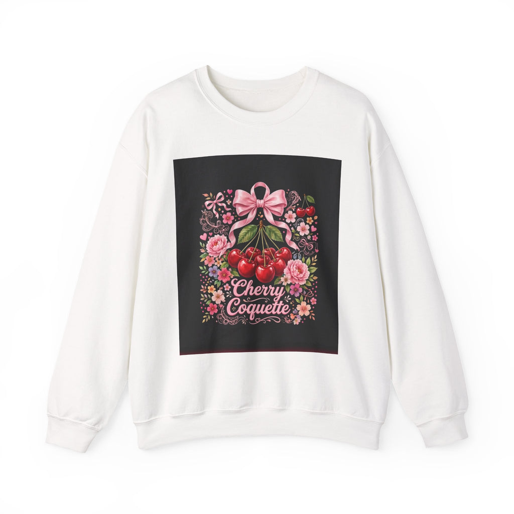 Crewneck Sweatshirt — 'Cherry Coquette' Floral Cherry Graphic