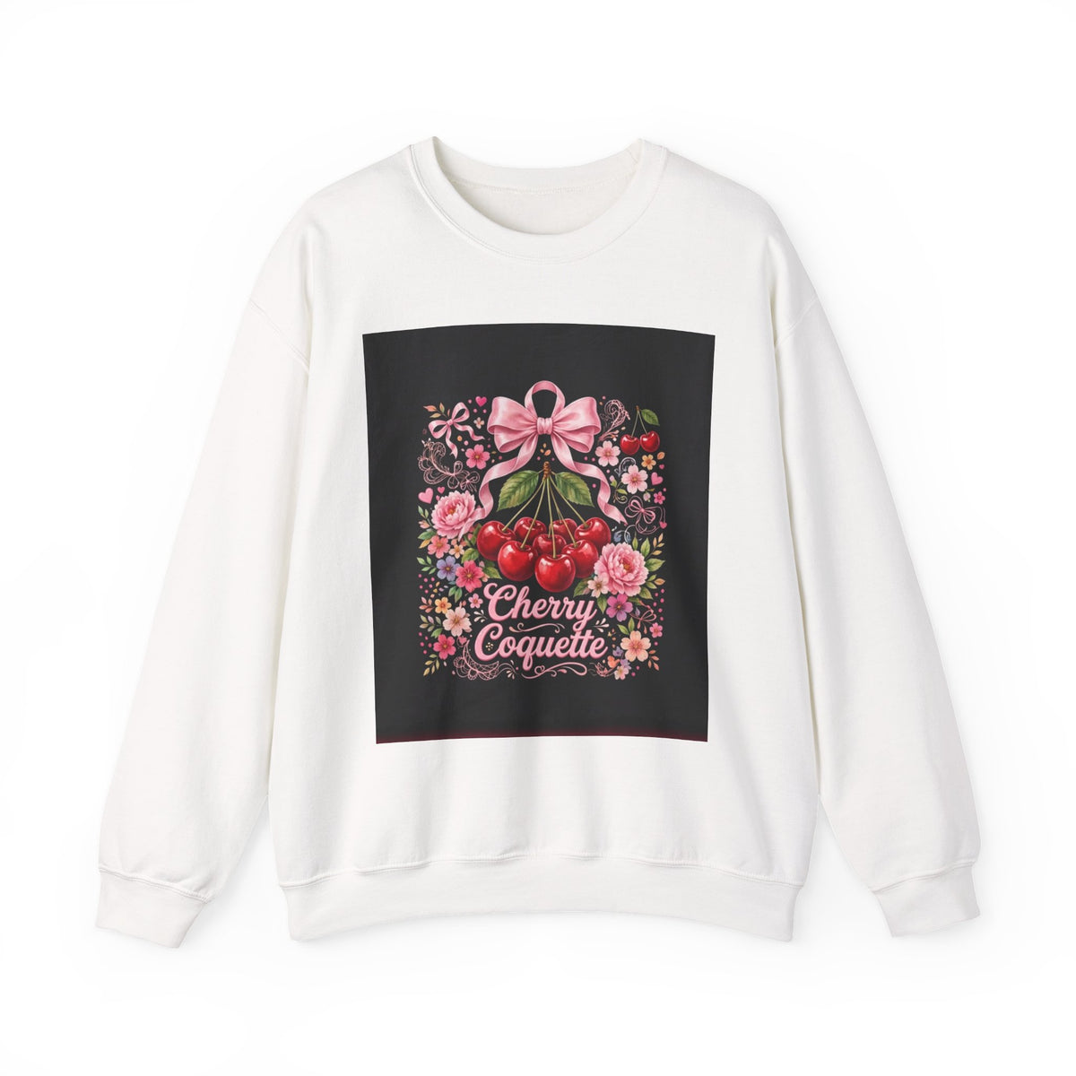 Crewneck Sweatshirt — 'Cherry Coquette' Floral Cherry Graphic