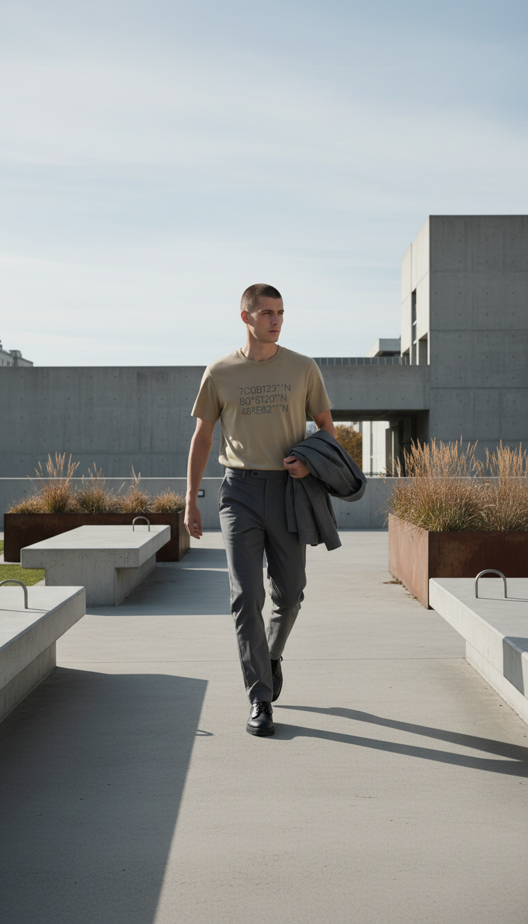 Desert Sand Tee with Urban Grey Coordinates in use