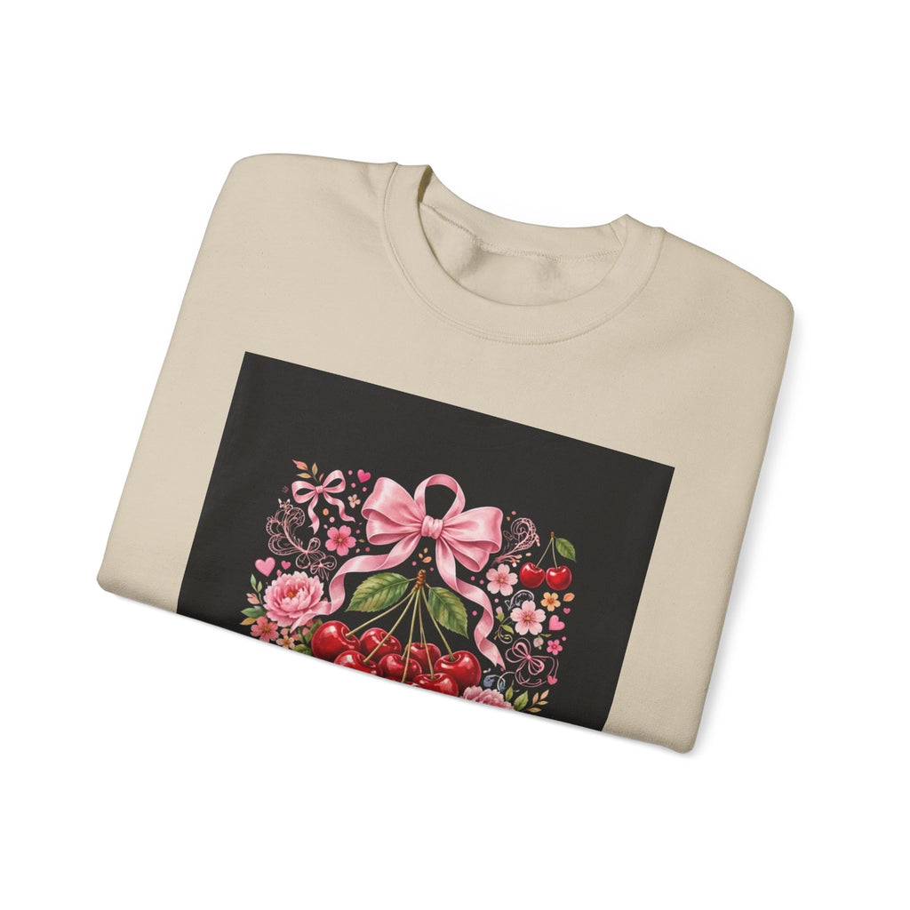 Cherry Coquette Sweatshirt — Floral Cherries Graphic Crewneck