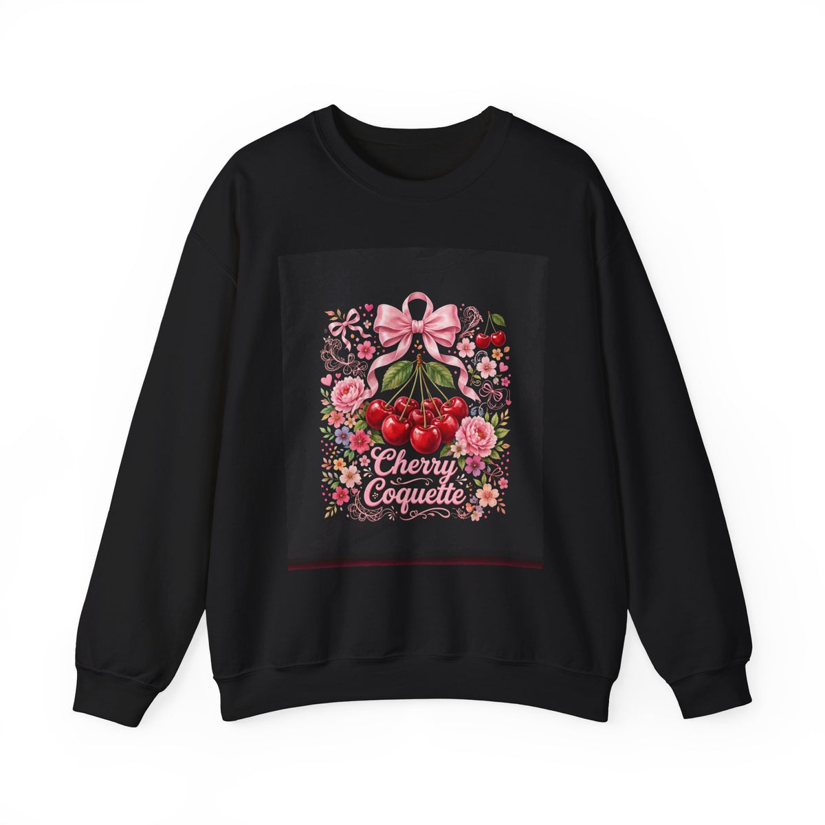 Cherry Coquette Sweatshirt — Floral Cherries Graphic Crewneck