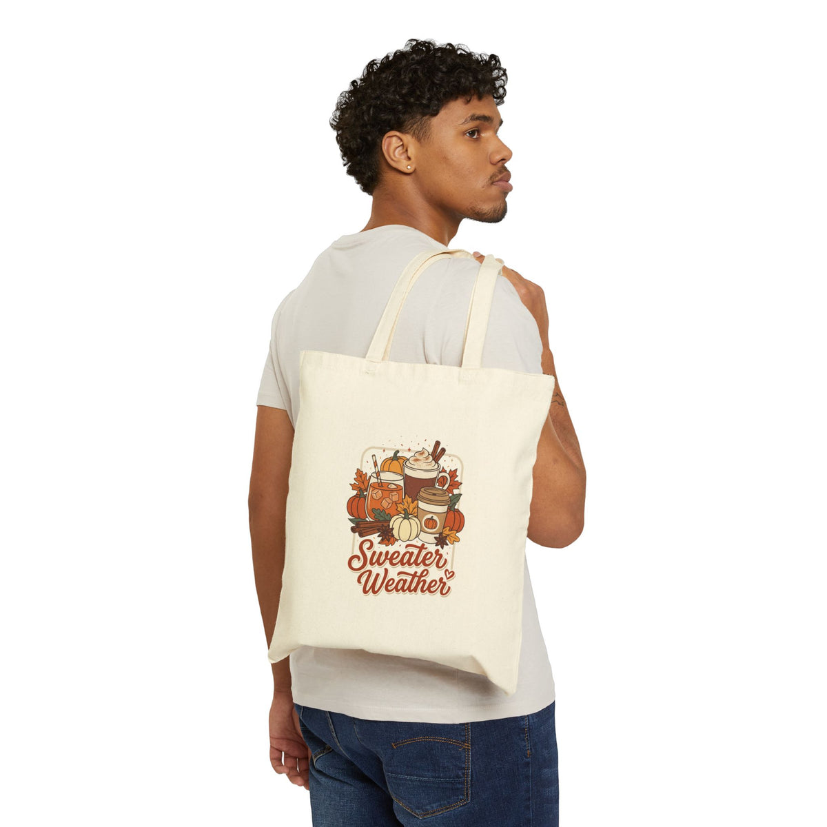 Sweater Weather Pumpkin Coffee Tote | Cozy Season Fall Canvas Tote
