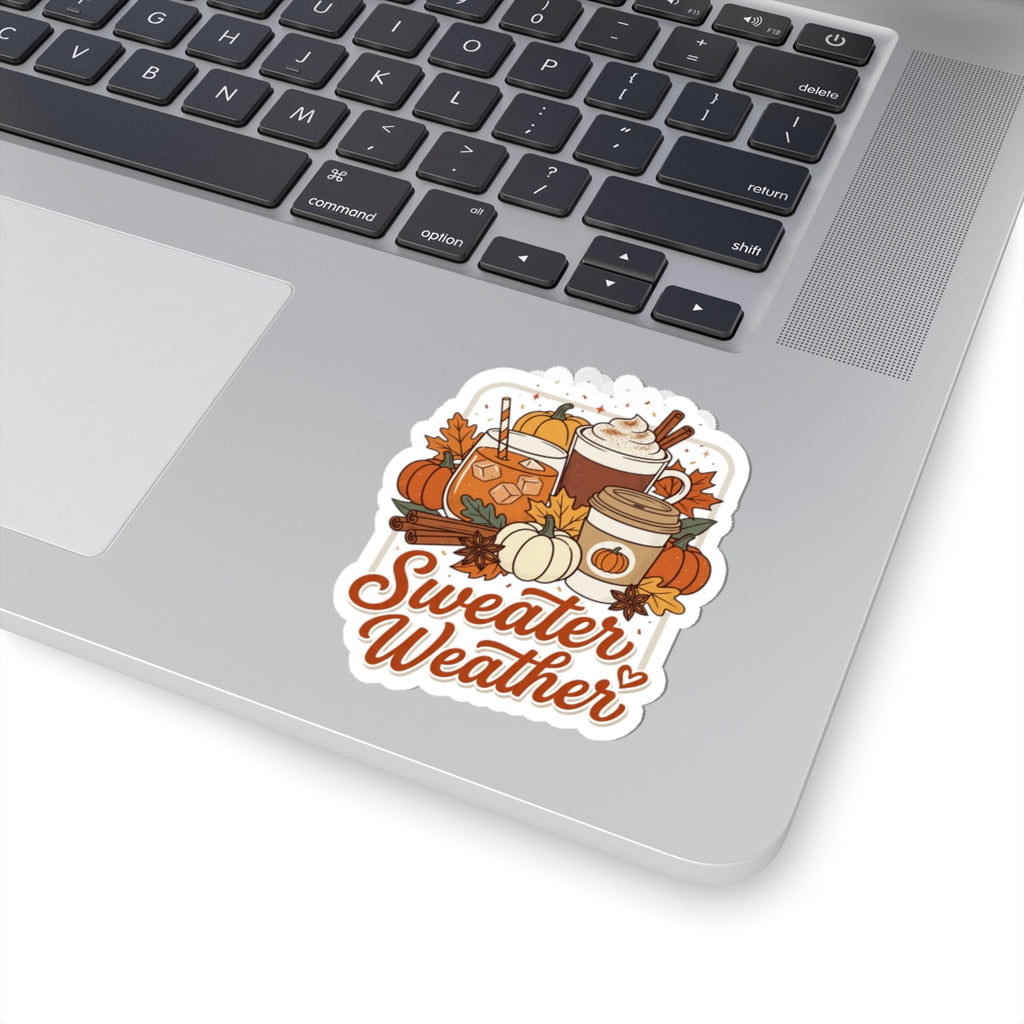 Sweater Weather Herbst Gemütliche Jahreszeit Sticker | Kiss-Cut Kürbis-Latte-Sticker