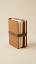 Soft-touch notebook bundle with classic binding, Default to a 3/4 angle that flatters the product’s form and texture—e.g.,...
