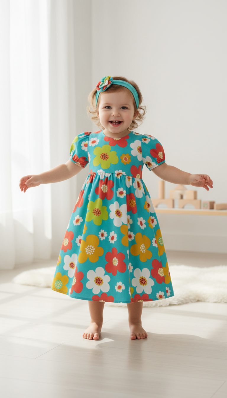 Another view of Aqua Breeze Floral Print Frock