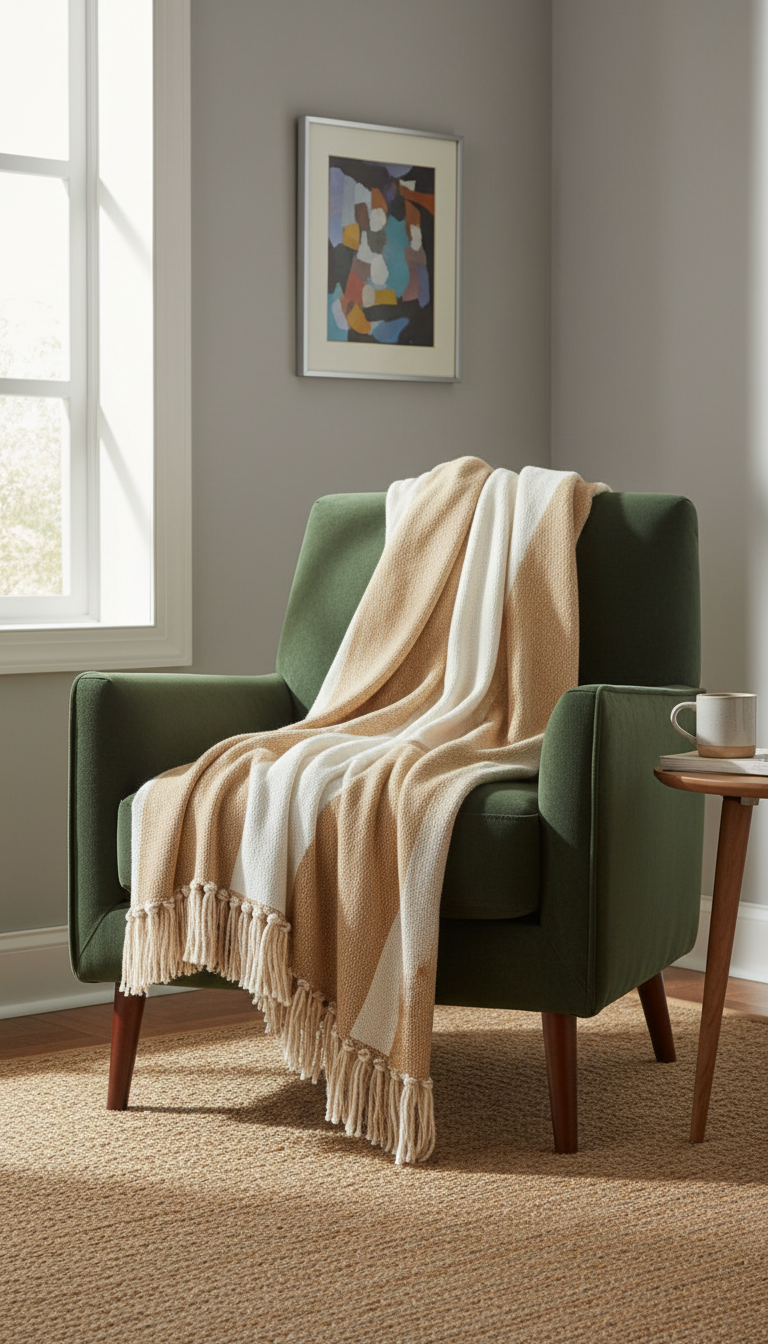 Luxurious Textured Throw Blanket in a new setting
