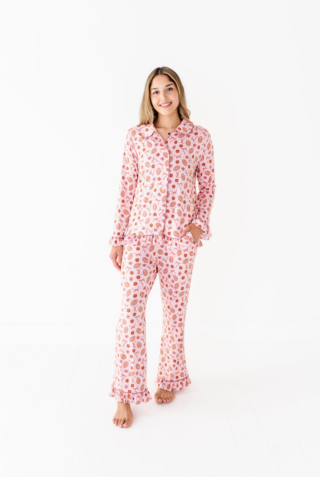 Friday Night Florals Ruffle Adult Button Up Set