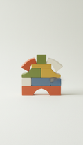 Modular stacking block set, Default product shots: 3/4 angle macro close-ups on a single toy or kit element in use (e.g.,...