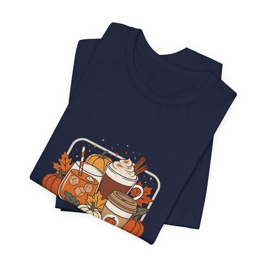 Sweater Weather Tee, Cozy Season Fall Coffee Pumpkin Design