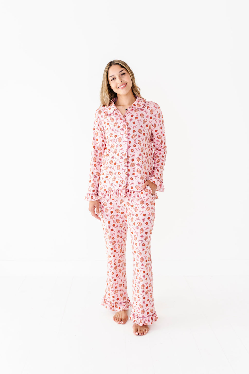 Friday Night Florals Ruffle Adult Button Up Set