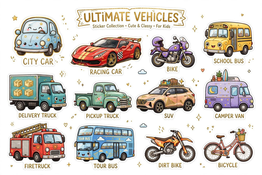 Ultimate Vehicles Kids Stickers Pack