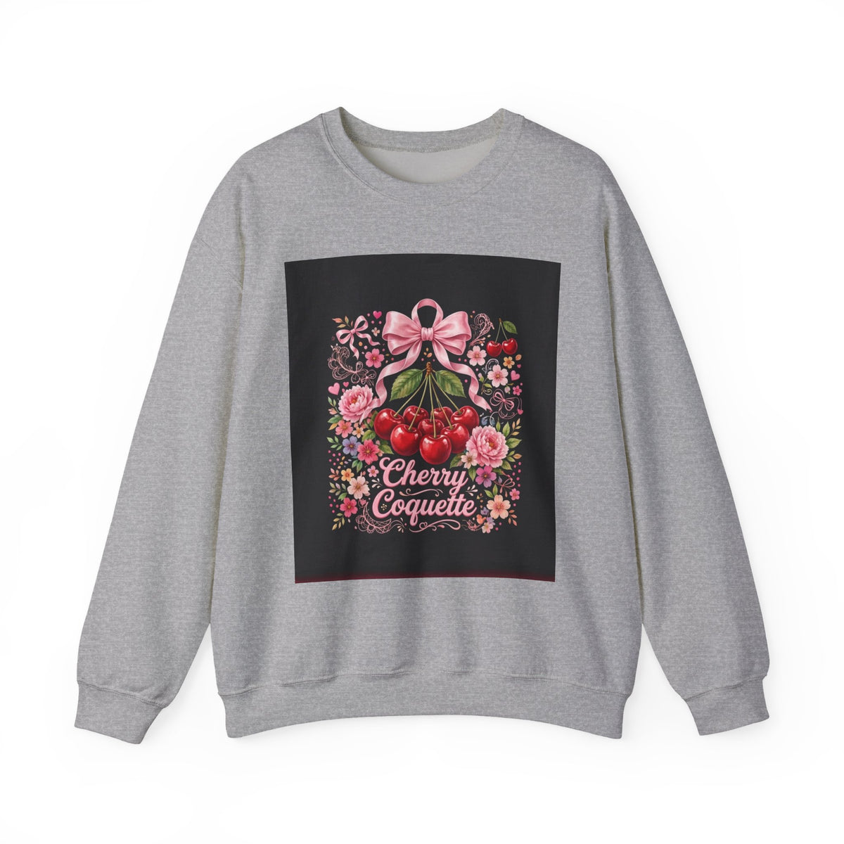 Cherry Coquette Sweatshirt — Floral Cherries Graphic Crewneck