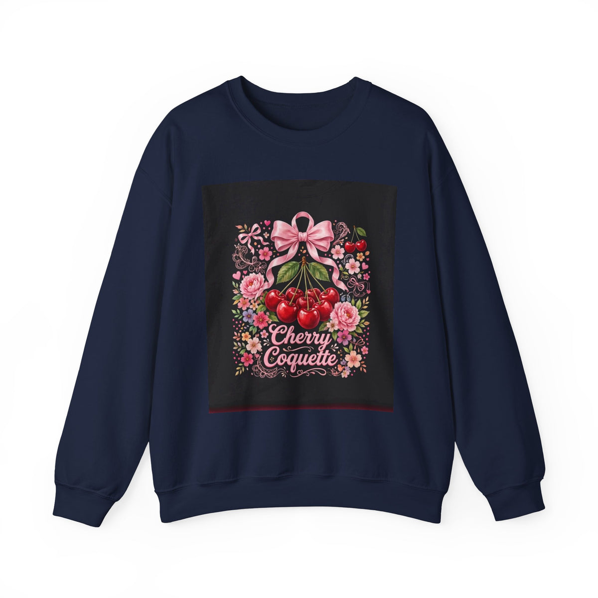 Cherry Coquette Sweatshirt — Floral Cherries Graphic Crewneck