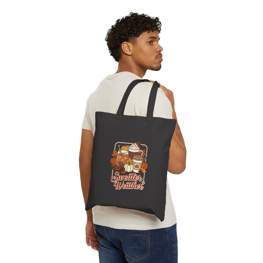 Sweater Weather Pumpkin Coffee Tote | Cozy Season Fall Canvas Tote