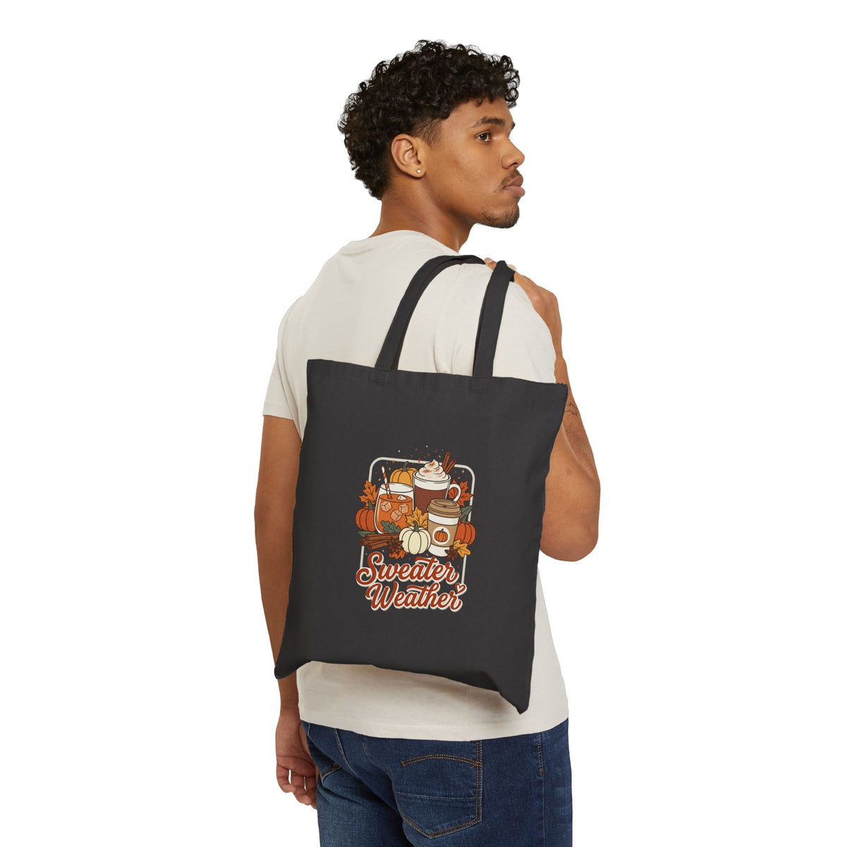 Sweater Weather Pumpkin Coffee Tote | Cozy Season Fall Canvas Tote