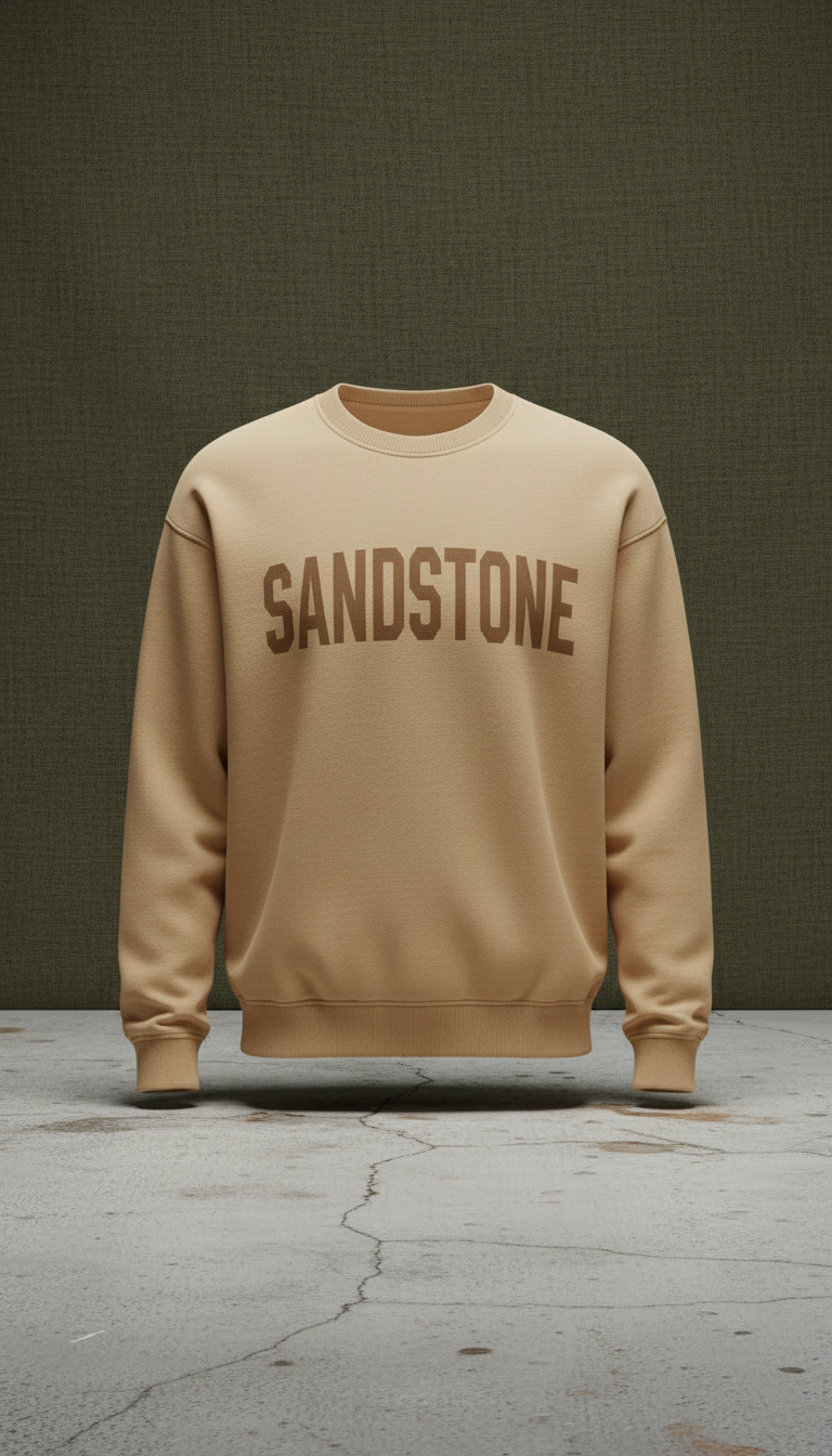 Sandstone Bold Typography Sweatshirt in a new setting