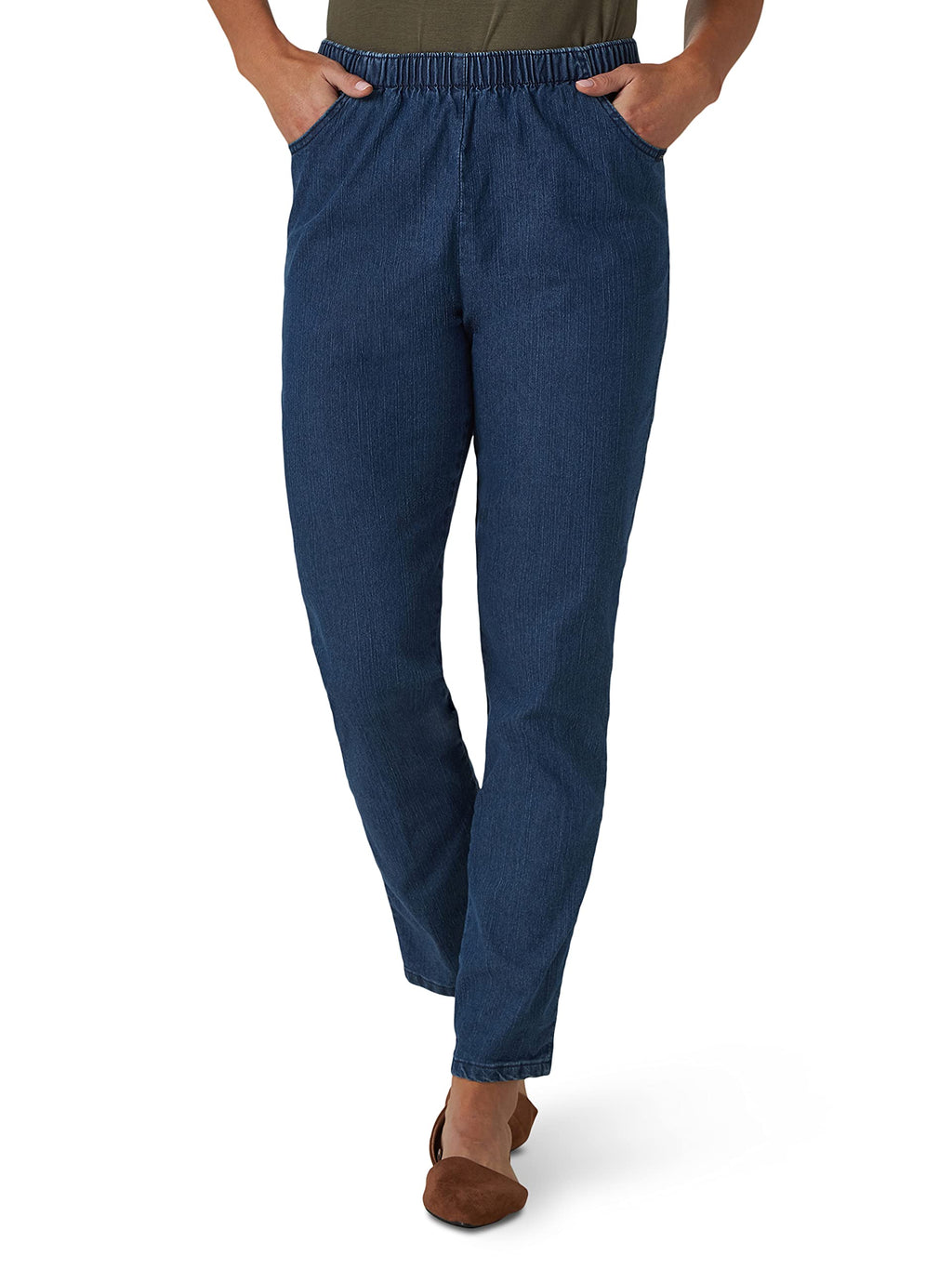 Chic Classic Collection Women's Stretch Elastic Waist Pull-On Legging Pant Mid Shade Denim 16