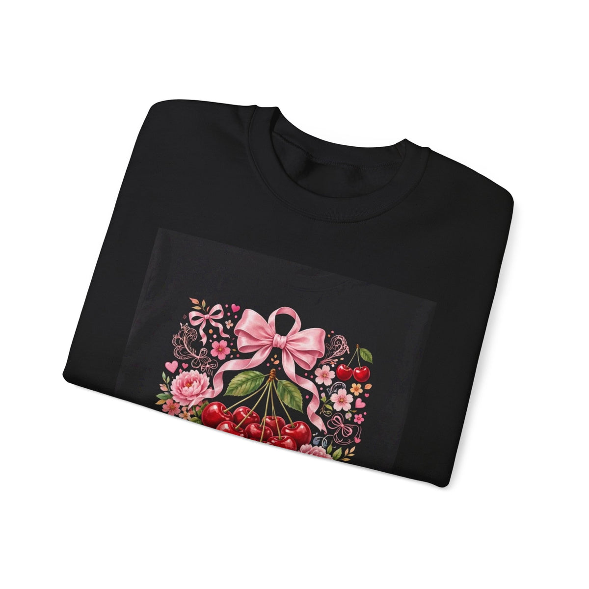 Cherry Coquette Sweatshirt — Floral Cherries Graphic Crewneck