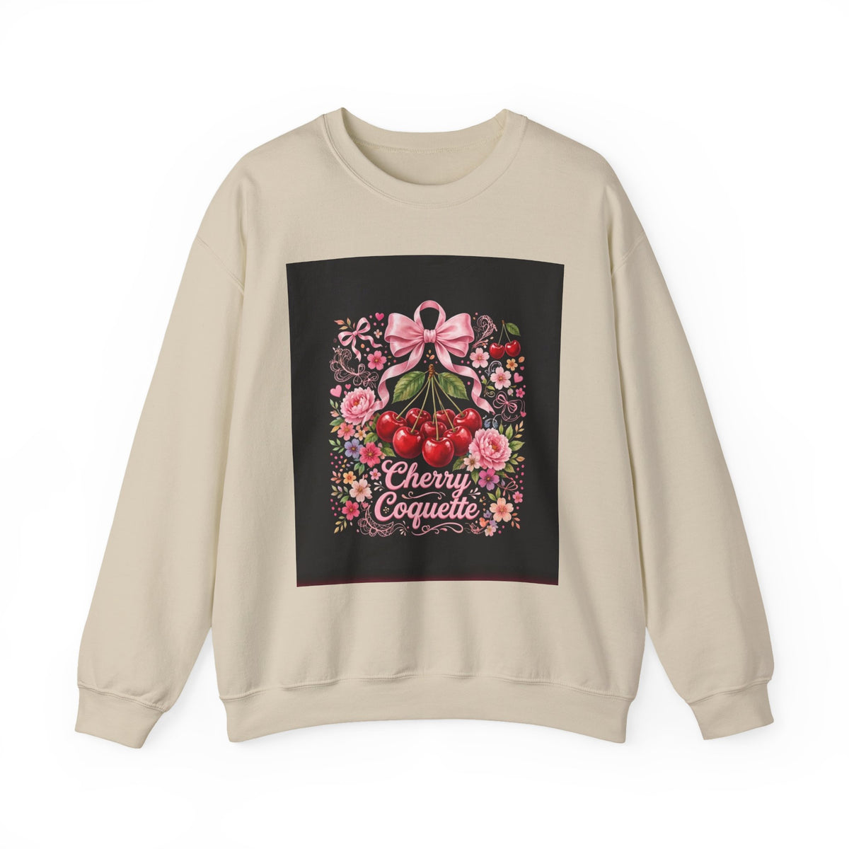 Cherry Coquette Sweatshirt — Floral Cherries Graphic Crewneck
