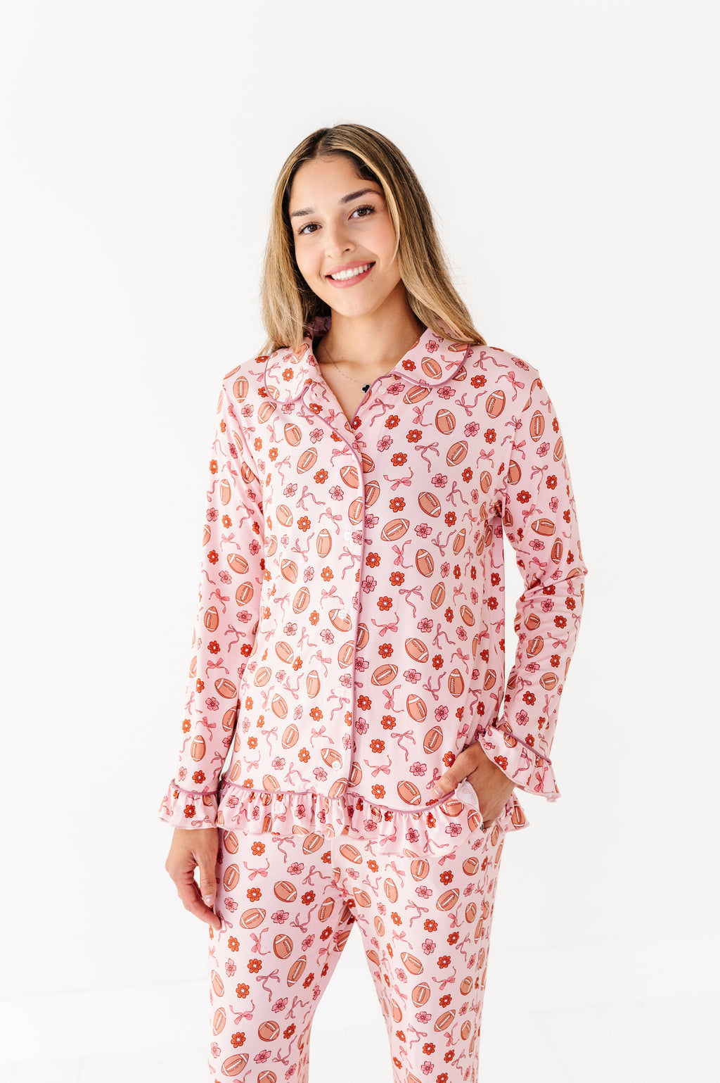 Friday Night Florals Ruffle Adult Button Up Set