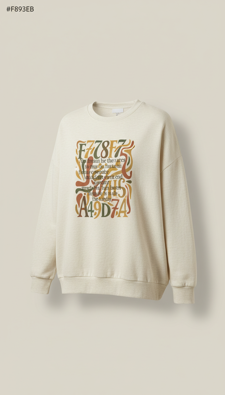 Cream Linen Cozy Scripture Sweatshirt, Single-garment shots on invisible mannequin or laid flat against solid-color...