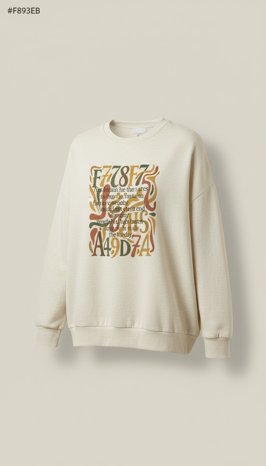Cream Linen Cozy Scripture Sweatshirt, Single-garment shots on invisible mannequin or laid flat against solid-color...