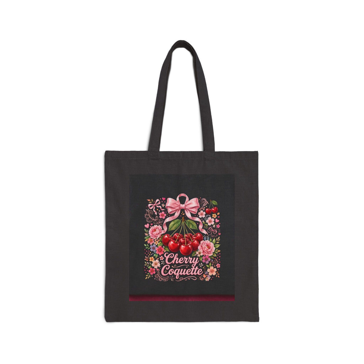 Cherry Coquette Floral Canvas Tote Bag