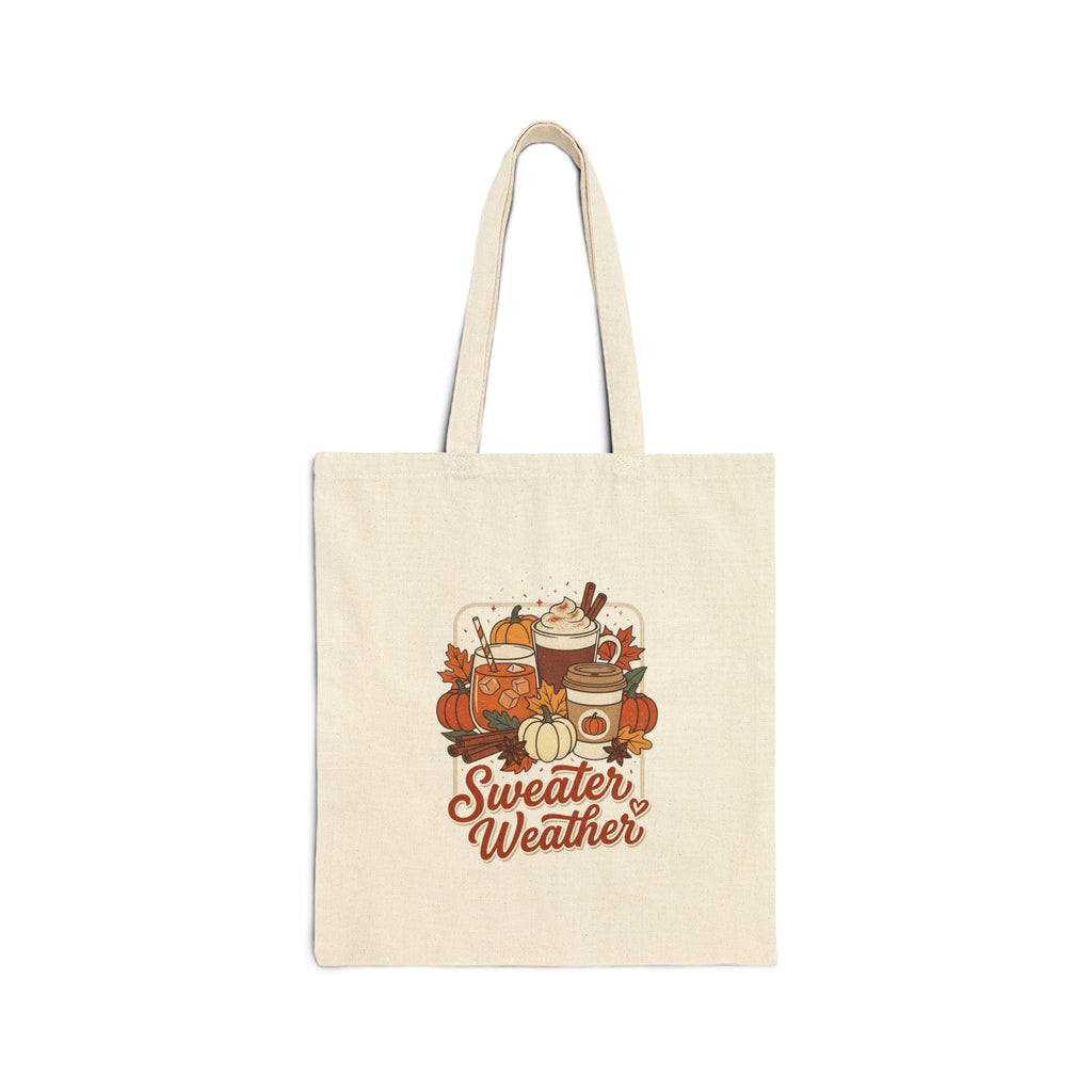 Sweater Weather Pumpkin Coffee Tote | Cozy Season Fall Canvas Tote